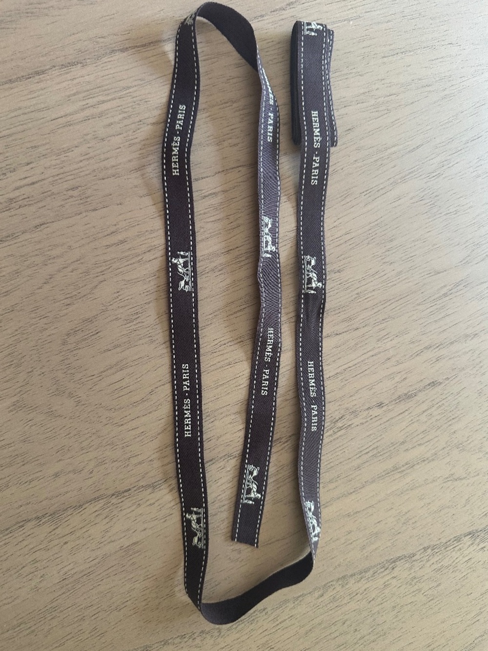 Hermes Brown Fabric Ribbon - 58” long